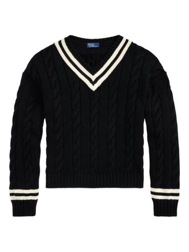 Pull en maille torsadée à col v - Polo Ralph Lauren - Modalova