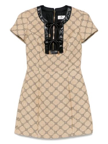 Robe courte en maille à logo en jacquard - Elisabetta Franchi - Modalova