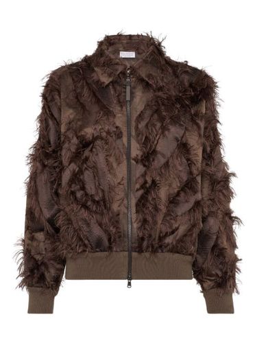 Veste bomber à détails de plumes - Brunello Cucinelli - Modalova