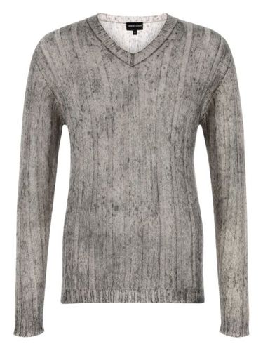 Pull chiné à col v - Giorgio Armani - Modalova
