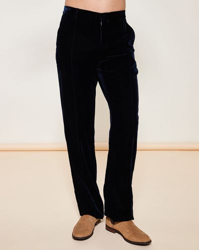 Pantalon coupe droite en velours bleu foncé - Giorgio Armani - Modalova