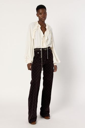 Jean flare en velours à monogramme - ANNA - Gerard Darel - Modalova