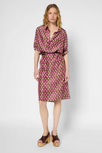 Robe chemise en soie à losanges - PIERRA - Gerard Darel - Modalova
