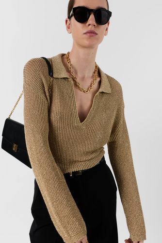 Pull à col polo en maille dorée - LAILAH - Gerard Darel - Modalova