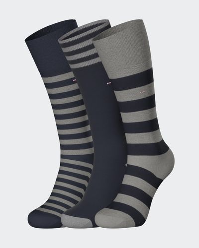 Lot De 3 Paires De Chaussettes Cerclées Marine Et En Coton Stretch Mélangé - Eden Park - Modalova