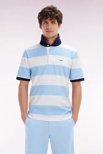 Maillot À Manches Courtes En Coton Pima Cerclé Ciel Et Blanc Coupe Droite - Eden Park - Modalova