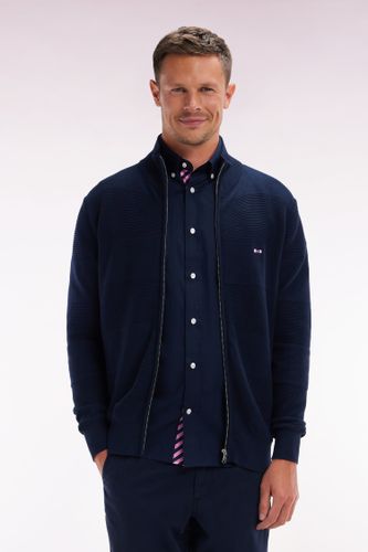 Cardigan Zippé En Tricot De Coton Marine Coupe Droite - Eden Park - Modalova