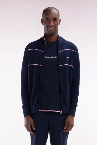 Cardigan Col Camionneur Zippé En Coton Marine À Effet De Passepoils Coupe Droite - Eden Park - Modalova