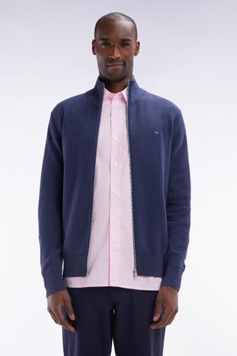 Cardigan Zippé En Coton Nid D'abeille Marine Coupe Droite - Eden Park - Modalova