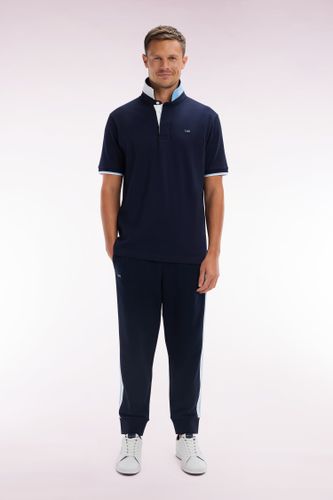 Pantalon Jogging En Coton Marine À Détails Tricolores Coupe Décontractée - Eden Park - Modalova