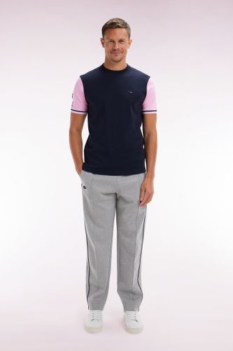 Pantalon Jogging En Molleton Coton Stretch Passepoil Marine Coupe Droite - Eden Park - Modalova