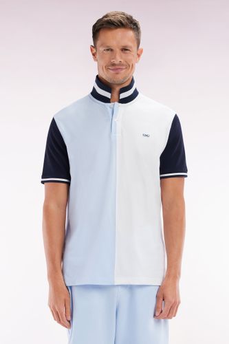 Polo À Manches Courtes En Coton Bicolore Ciel Et Blanc Coupe Décontractée - Eden Park - Modalova