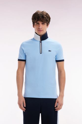Polo Zippé À Manches Courtes En Coton Stretch Ciel Coupe Ajustée - Eden Park - Modalova
