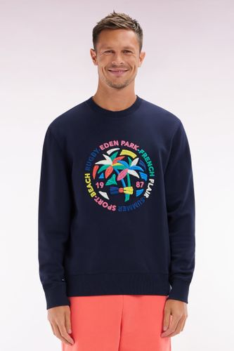 Sweatshirt En Coton Marine Broderie Palmiers Multicolore Coupe Décontractée - Eden Park - Modalova