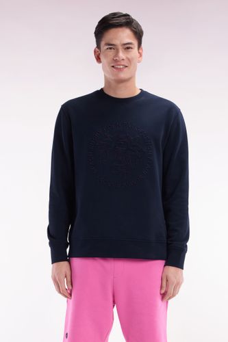 Sweatshirt En Molleton Coton Marine Broderie Palmier Ton Sur Ton Coupe Décontractée - Eden Park - Modalova