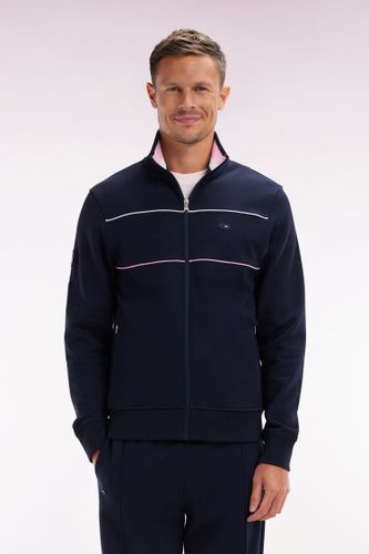 Sweatshirt Zippé En Coton Stretch Marine Passepoil Contrastés Coupe Droite - Eden Park - Modalova