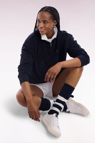 Sweatshirt À Col Maillot Blanc En Coton Marine - Eden Park - Modalova