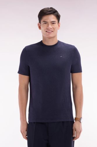 T-shirt Uni En Lin Stretch Marine Coupe Droite - Eden Park - Modalova
