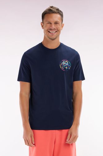 T-shirt En Coton Marine Sérigraphie Multicolore Coupe Décontractée - Eden Park - Modalova