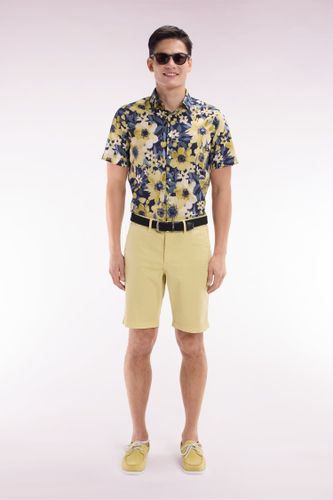 Bermuda Chino En Coton Stretch Ivoire Coupe Droite - Eden Park - Modalova