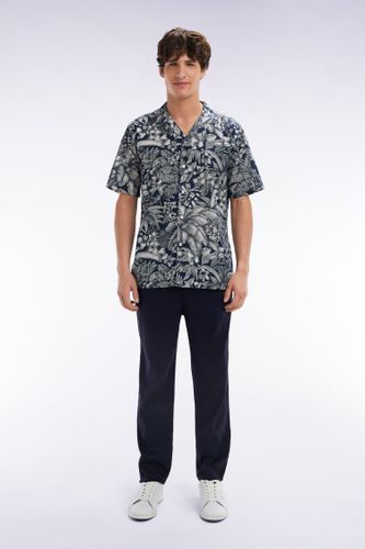 Pantalon Fluide À Taille Élastique En Lin Et Coton Stretch Marine - Eden Park - Modalova