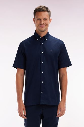 Chemise À Manches Courtes En Popeline De Coton Marine Broderie Dos Cerclée Ciel - Eden Park - Modalova