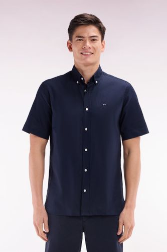 Chemise À Manches Courtes En Coton Marine Broderie Coupe Droite - Eden Park - Modalova
