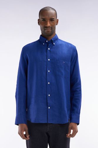 Chemise En Lin Foncé Unie Coupe Droite - Eden Park - Modalova
