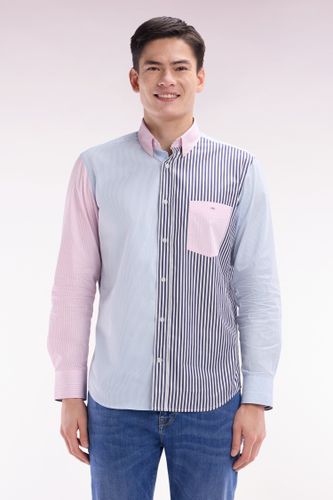 Chemise À Rayures Bâtons En Coton Tricolore Coupe Droite - Eden Park - Modalova