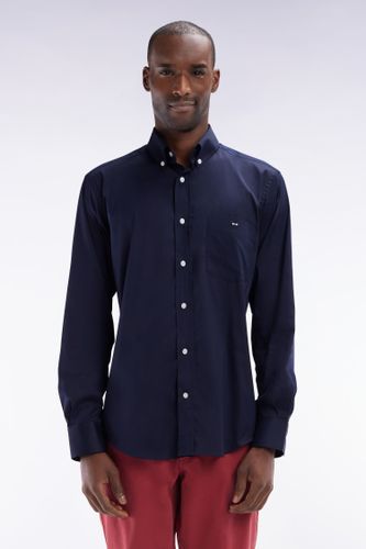 Chemise En Twill De Coton Marine Unie Coupe Droite - Eden Park - Modalova