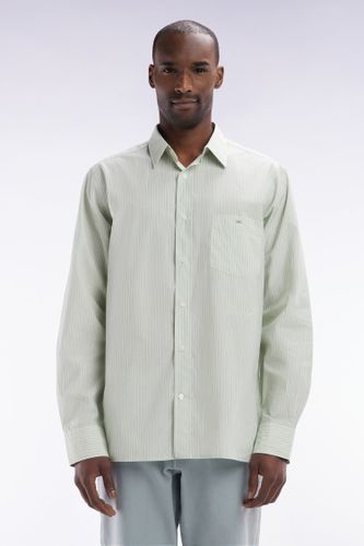 Chemise En Coton Verte Et Blanche À Rayures Bâtons Coupe Droite - Eden Park - Modalova