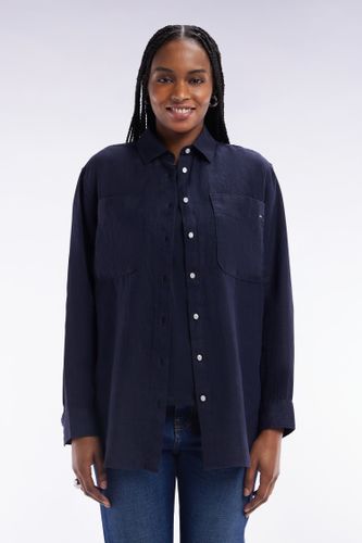 Chemise À Poches Plaquées En Lin Marine Coupe Oversized - Eden Park - Modalova