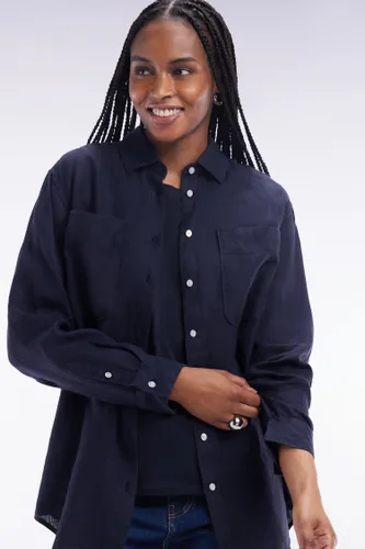 Chemise À Poches Plaquées En Lin Marine Coupe Oversized - Eden Park - Modalova