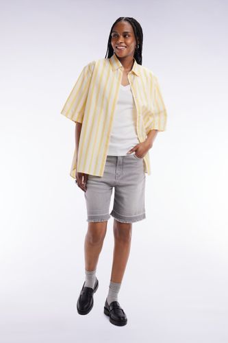 Chemise À Manches Courtes Rayée En Coton Jaune Et Blanche Coupe Oversized - Eden Park - Modalova
