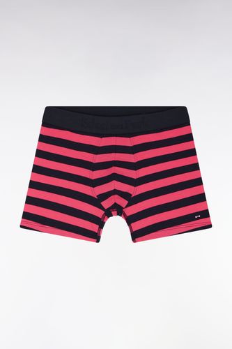 Boxer En Jersey De Coton Stretch Cerclé Marine Et Fuchsia - Eden Park - Modalova