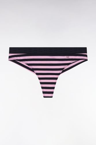 Culotte Tanga En Modal Stretch Cerclé Marine Et - Eden Park - Modalova