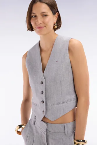Gilet De Costume En Twill De Lin Et Laine À Chevron - Eden Park - Modalova