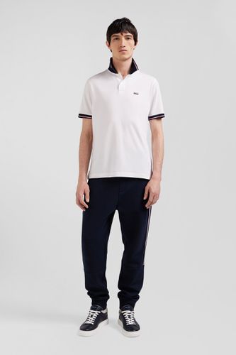 Polo manches courtes en coton stretch blanc col jacquard coupe Slim - Eden Park - Modalova