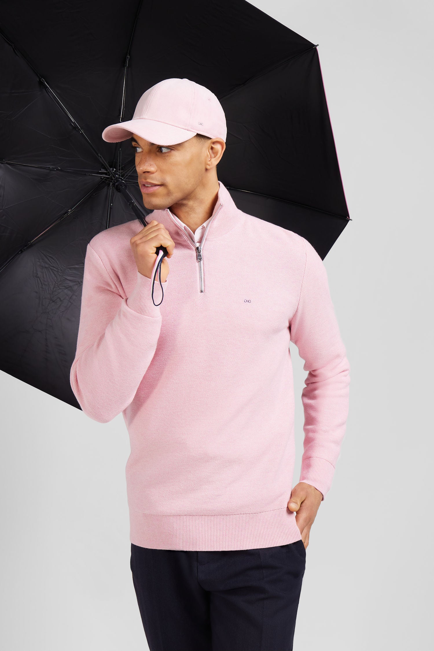 Pull Col Camionneur Zippé Uni En Coton Coupe Regular - Eden Park - Modalova