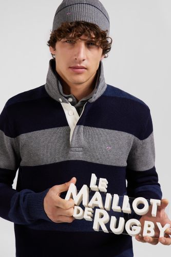 Pull Col Maillot Rayé En Laine Et Coton Marine Coupe Regular - Eden Park - Modalova