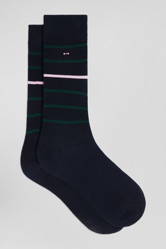 Paire de chaussettes rayées en coton stretch bleu marine - Eden Park - Modalova