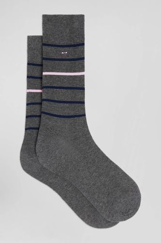 Paire de chaussettes rayées en coton stretch grise - Eden Park - Modalova