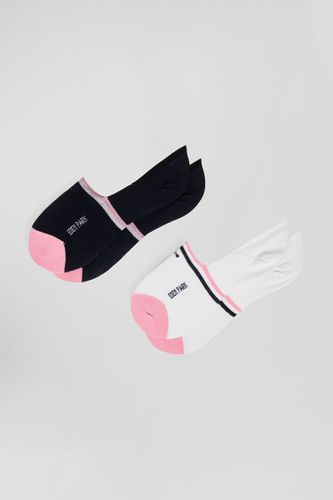 Lot de 2 paires de chaussettes basses en coton stretch mélangé marine et blanches - Eden Park - Modalova