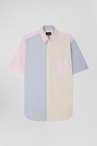 Chemise manches courtes colorblock en coton ciel coupe Regular - Eden Park - Modalova