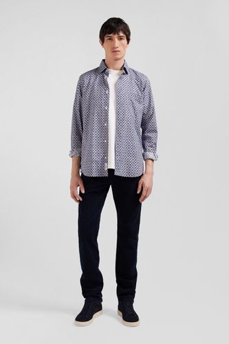 Chemise en coton à micro-motifs ciel coupe Slim - Eden Park - Modalova