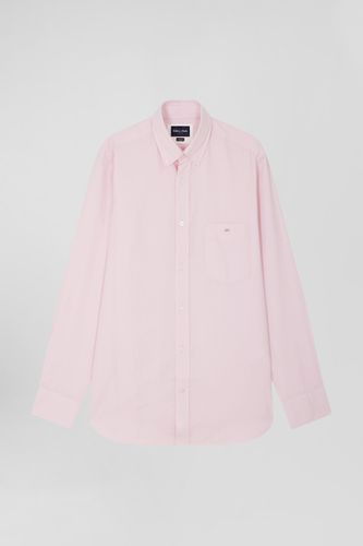 Chemise en twill de coton unie rose col à pointes boutonnées coupe Regular - Eden Park - Modalova