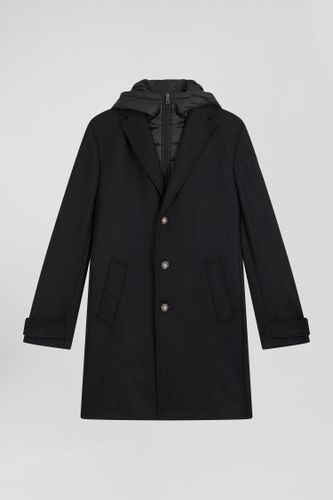 Manteau en jersey de laine double face noir parmenture matelassée - Eden Park - Modalova