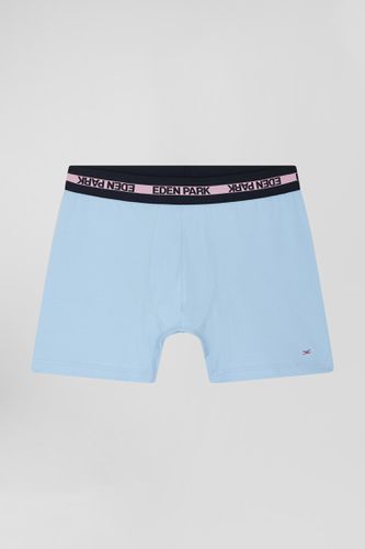 Boxer en coton stretch élastique taille siglé ciel - Eden Park - Modalova