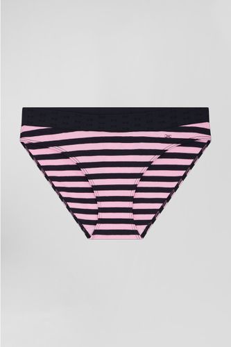 Culotte en jersey de coton stretch cerclée bleu marine et rose - Eden Park - Modalova