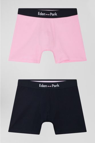 Lot de 2 boxers bleu marine et rose en coton stretch - Eden Park - Modalova